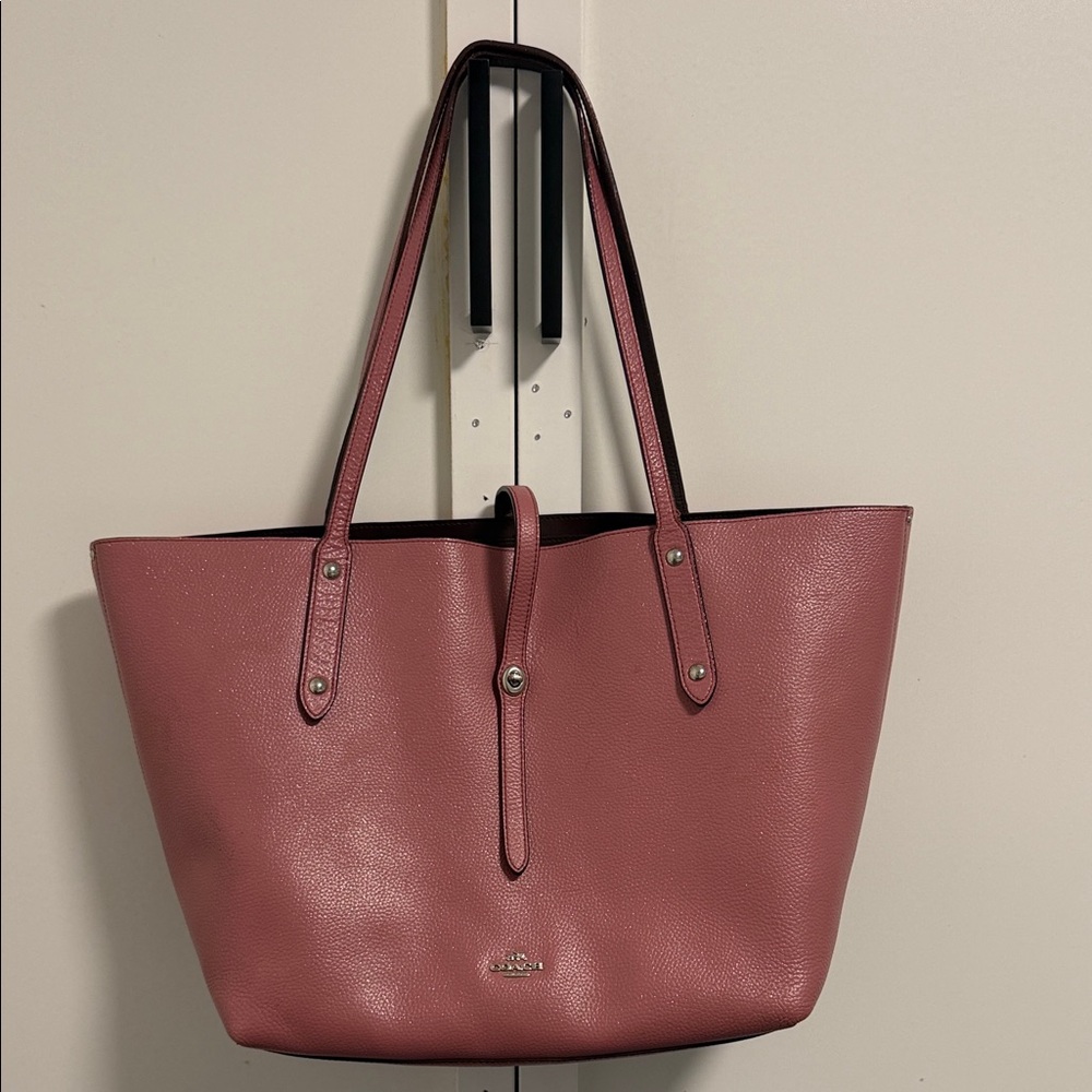 Coach Dusty Rose Leather Tote Glitter Rose Pink